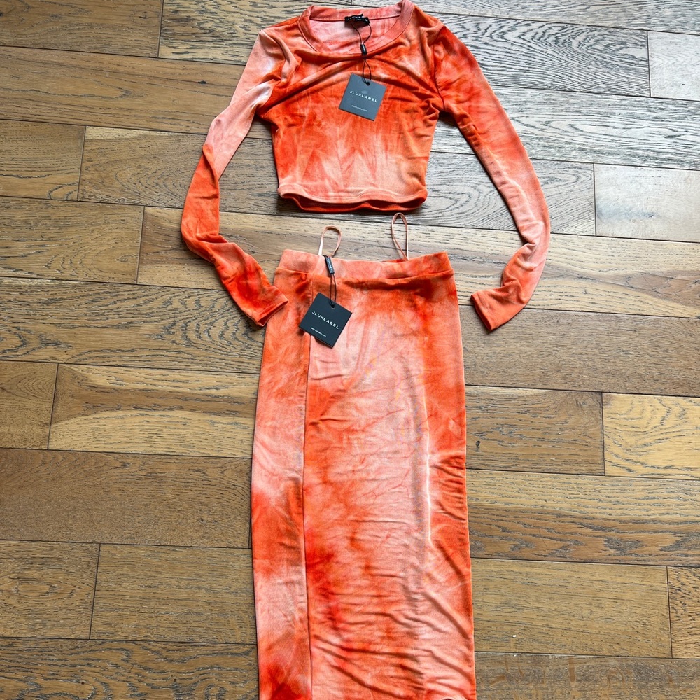 J Luxlabel orange tie dye 2 piece set